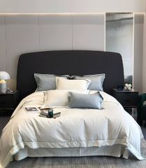  Chăn ga gối vải satin dệt gấm họa tiết thêu chìm 