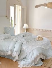  Chăn ga gối Pure cotton, riềm ren kiểu dáng princess 