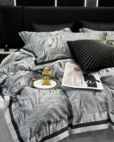 Chăn ga gối vải satin cao cấp họa tiết gấm mây, dương xỉ