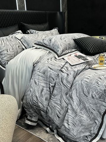 Chăn ga gối vải satin cao cấp họa tiết gấm mây, dương xỉ