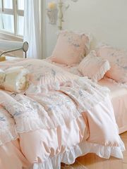  Chăn ga gối Pure cotton, riềm ren kiểu dáng princess 