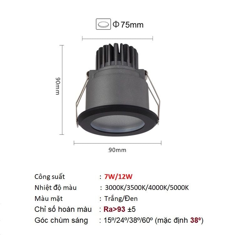  Đèn âm trần chiếu điểm chống nước IP65 T020815 
