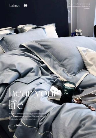 Chăn ga gối vải satin cao cấp họa tiết gấm mây, dương xỉ