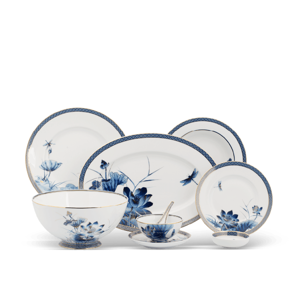 Bộ đồ ăn 10 người 48 sản phẩm - Hoàng Cung - Sen Vàng