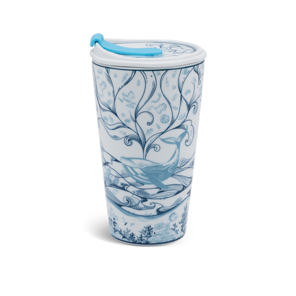 Ly sứ dưỡng sinh 0.48 L (K1) + nắp ống hút - Biển xanh