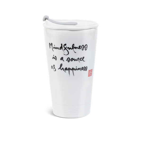 Ly sứ dưỡng sinh 0.48 L + nắp ống hút (K1) - Mindfulness is a source of happiness