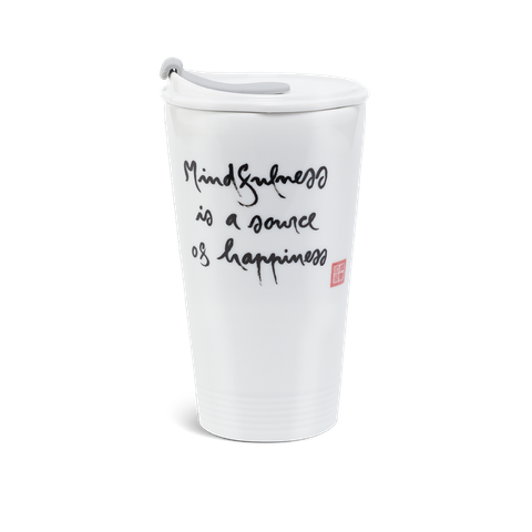  Ly sứ dưỡng sinh 0.48 L + nắp ống hút (K1) - Dưỡng Sinh - Mindfulness is a source of happiness 