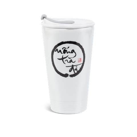  Ly sứ dưỡng sinh 0.48 L + nắp ống hút (K1) - Dưỡng Sinh - Uống trà đi 