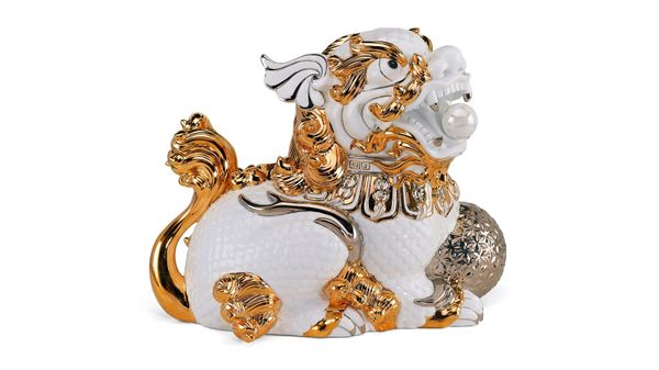 Kỳ Lân 24 cm (T) - Trắng - Trang trí vàng 24k