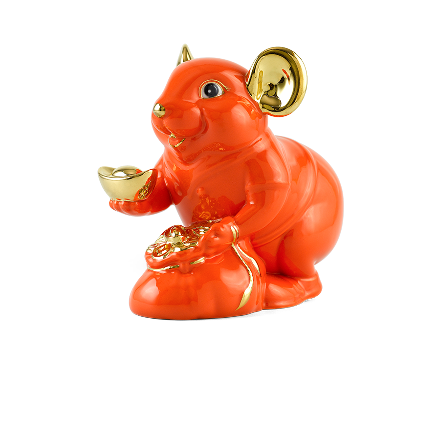 Chuột Phú 20 cm – Màu Cam - Trang trí vàng 24K