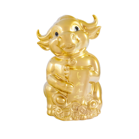  Trâu Hạnh Phúc 16cm - Dát Vàng 