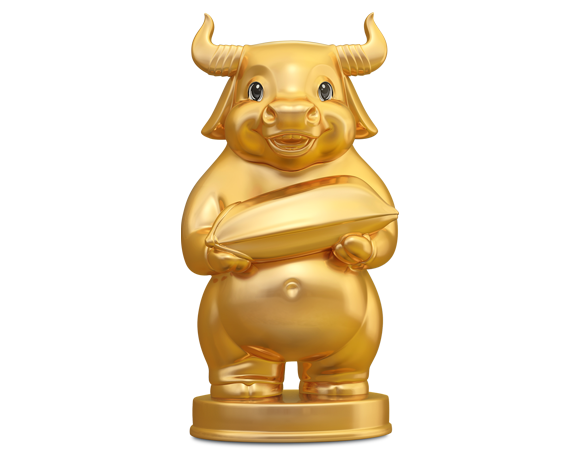 [gt] trâu như ý 16cm - dát vàng