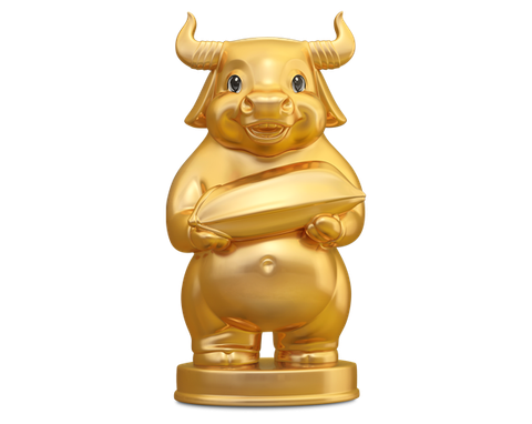  Trâu Như Ý 16cm - Dát Vàng 