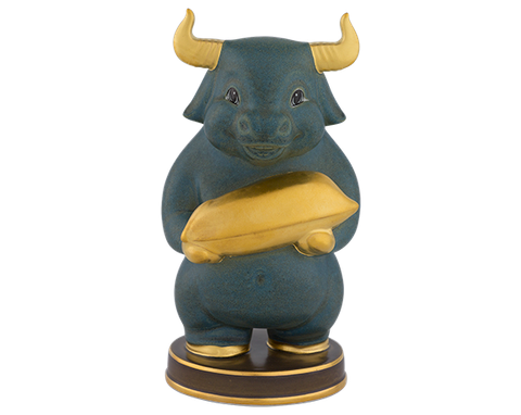  Trâu Như Ý 16cm - Màu Hỏa Biến- Trang trí vàng 24k 