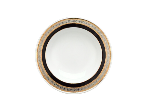  Dĩa súp 23 cm - Sago - Hoa Hồng Đen khắc nổi 