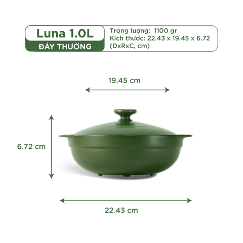  Nồi dưỡng sinh Luna (Nồi cạn) 1.0 L + nắp (CK) 