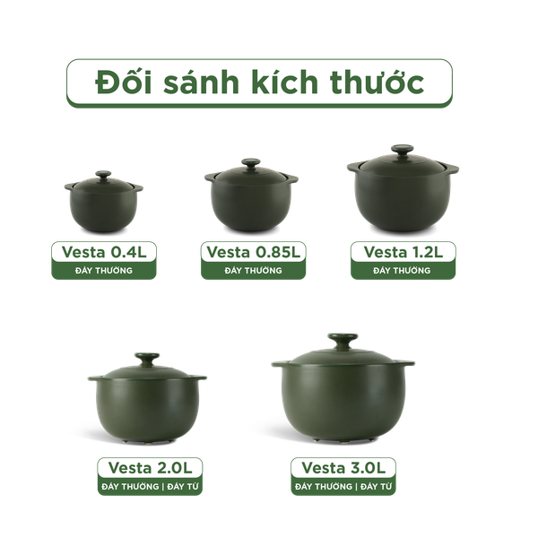Nồi dưỡng sinh Vesta (Nồi tròn cao) 2.0 L + nắp (CK)