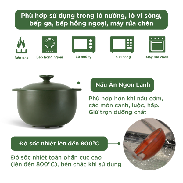 Nồi dưỡng sinh Vesta (Nồi tròn cao) 3.0 L + nắp (CK)