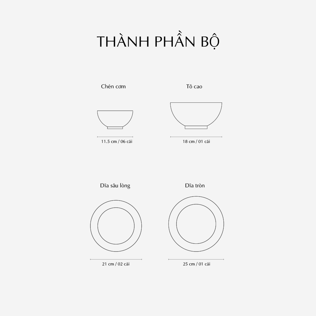 Bộ đồ ăn 10 sản phẩm - Jasmine - Cá Cơm Sương Mờ
