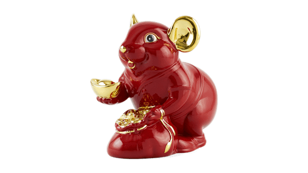 Chuột Phú 8 cm – Màu Đỏ - Trang trí vàng 24K