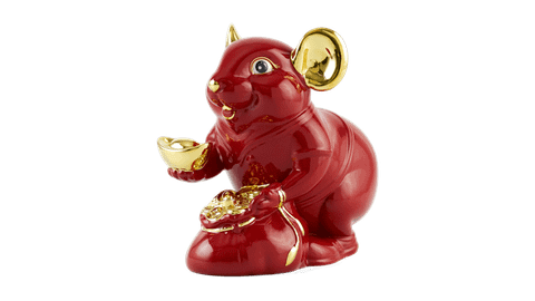  Chuột Phú 8 cm – Màu Đỏ - Trang trí vàng 24K 