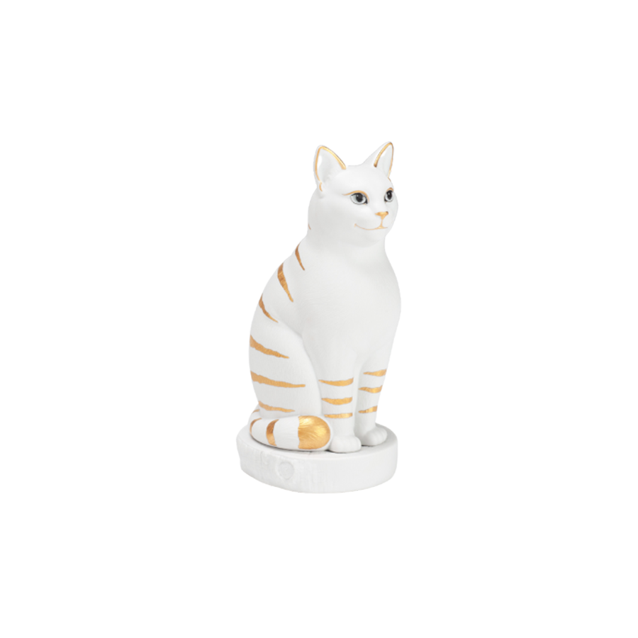 Mèo Đại Cát - Trang trí vàng (17.4 cm) - Trắng