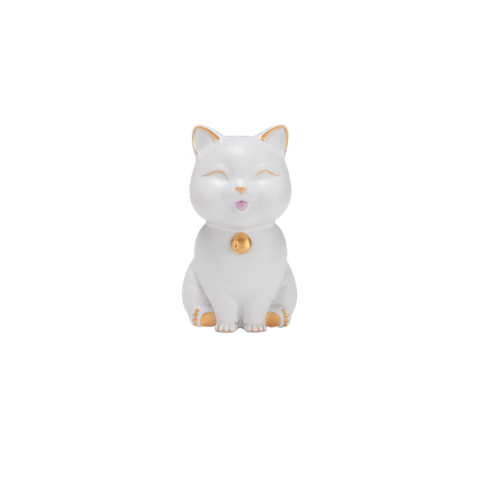  [GT] Mèo Vạn Phúc Trang trí vàng (9.5 cm) - Trắng 