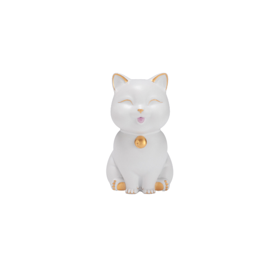 Mèo Vạn Phúc Trang trí vàng (9.5 cm) - Trắng