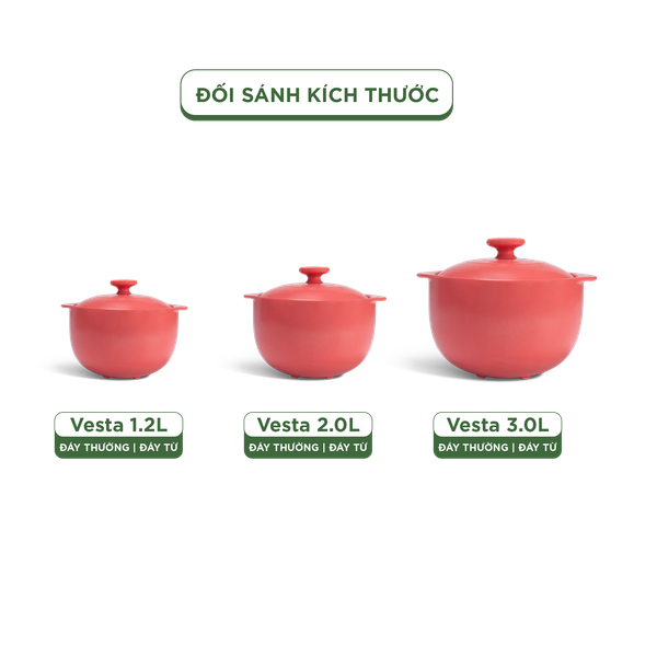 Nồi dưỡng sinh Vesta (Nồi tròn cao) 2.0 L + nắp (CK)