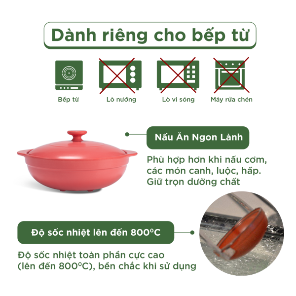 Nồi dưỡng sinh Luna (Nồi cạn) 2.0 L + nắp (CK) (bếp từ)