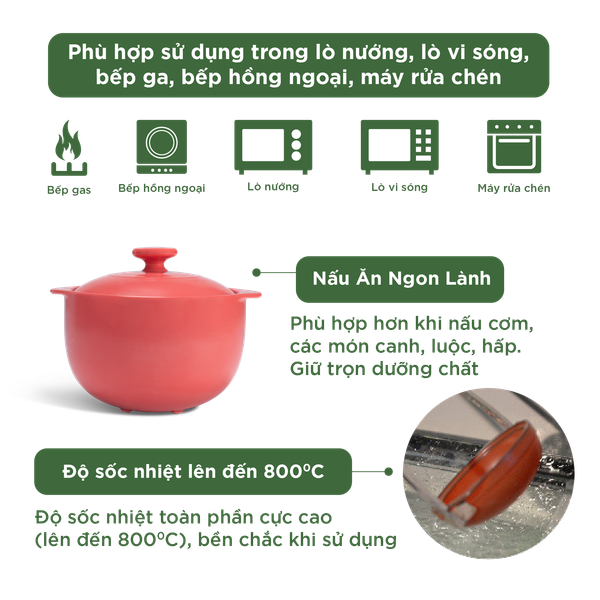 Nồi dưỡng sinh Vesta (Nồi tròn cao) 2.0 L + nắp (CK)