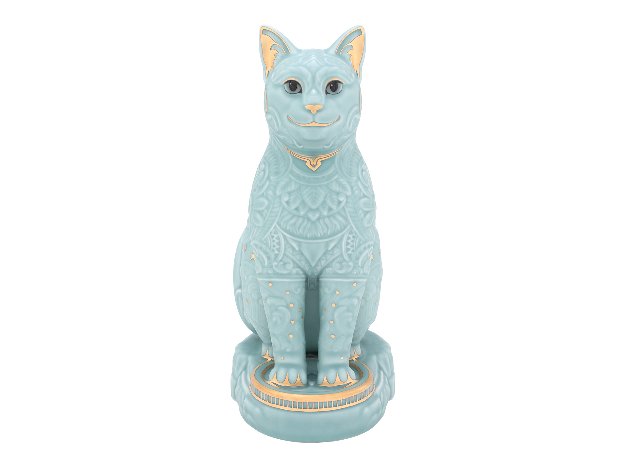 Tượng Mèo Ngũ Phúc 31.1cm Men Ngọc Sương Mờ