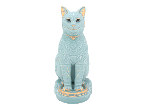  Tượng mèo Ngũ Phúc 31.1 cm - Men ngọc sương mờ 