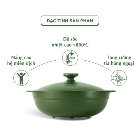  Nồi dưỡng sinh Luna 1.0 L + nắp (CK) - HealthyCook - Xanh Rêu 