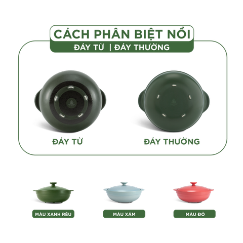  Nồi dưỡng sinh Luna (Nồi cạn) 1.0 L + nắp (CK) (bếp từ) - Xanh Rêu 