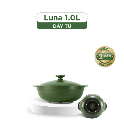  Nồi dưỡng sinh Luna (Nồi cạn) 1.0 L + nắp (CK) (bếp từ) - Xanh Rêu 