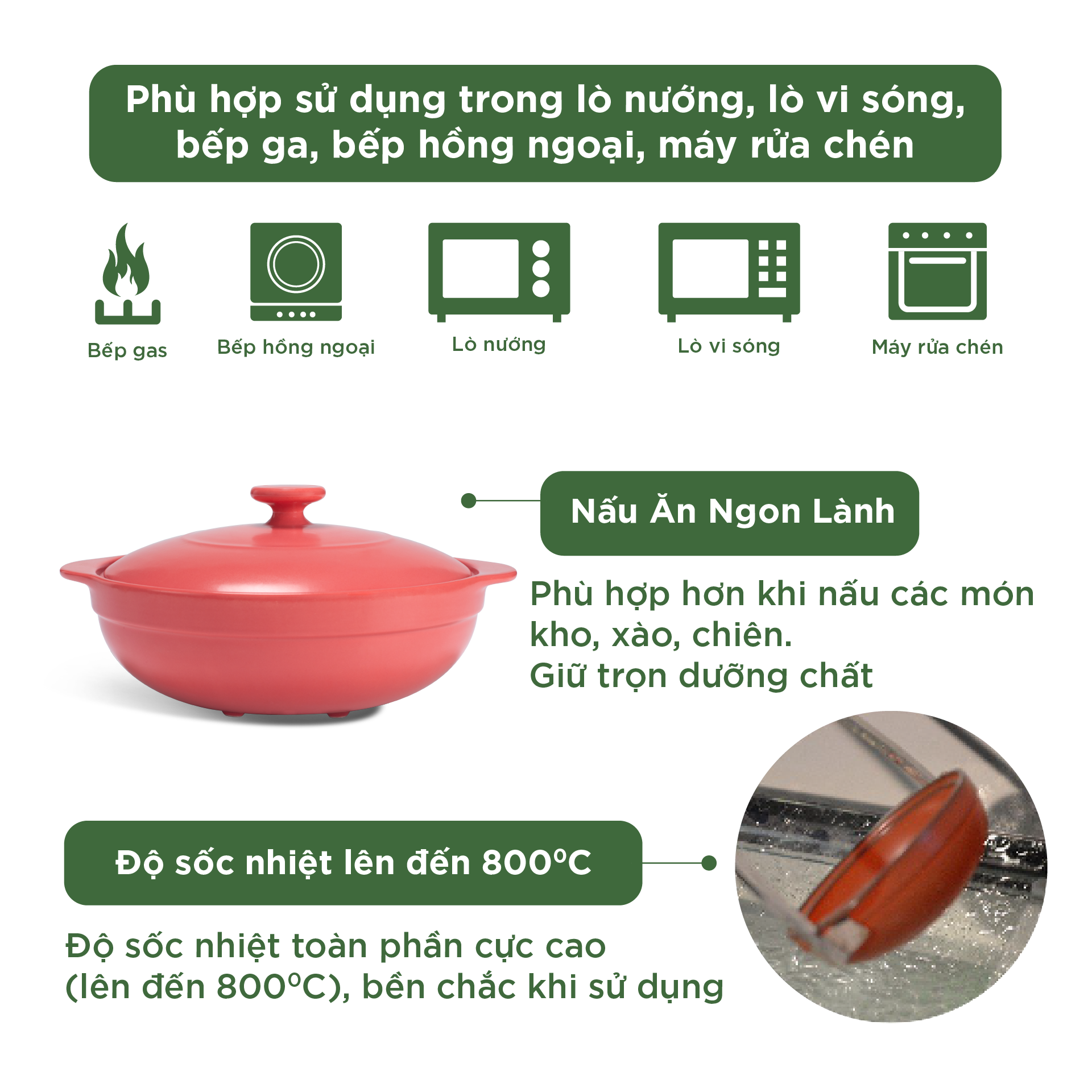 Nồi dưỡng sinh Luna 1.0 L + nắp (CK) - HealthyCook - Màu Đỏ 2