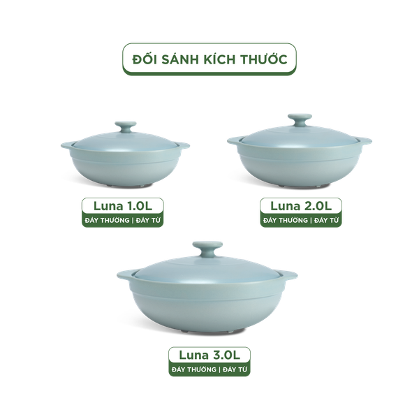 Nồi dưỡng sinh Luna (Nồi cạn) 3.0 L + nắp (CK) (bếp từ) - HealthyCook - Màu Xám 2