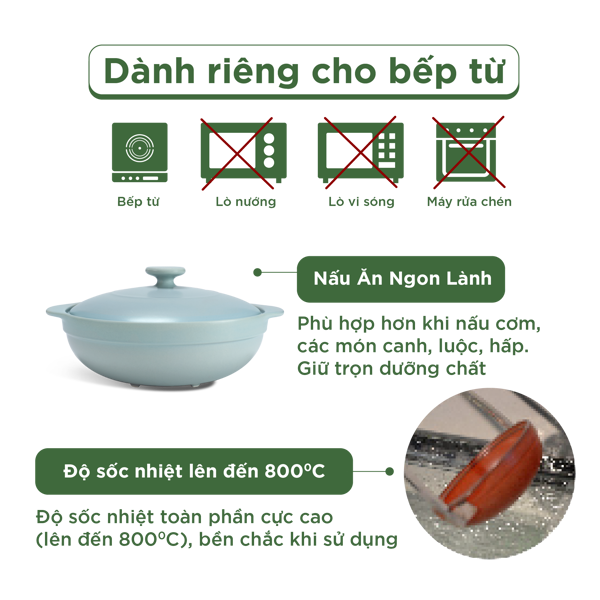 Nồi dưỡng sinh Luna (Nồi cạn) 3.0 L + nắp (CK) (bếp từ) - HealthyCook - Màu Xám 2