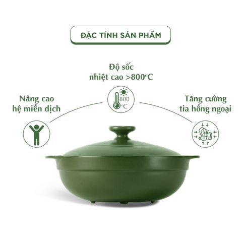  Nồi dưỡng sinh Luna (Nồi cạn) 5.0 L + nắp - Xanh Rêu 