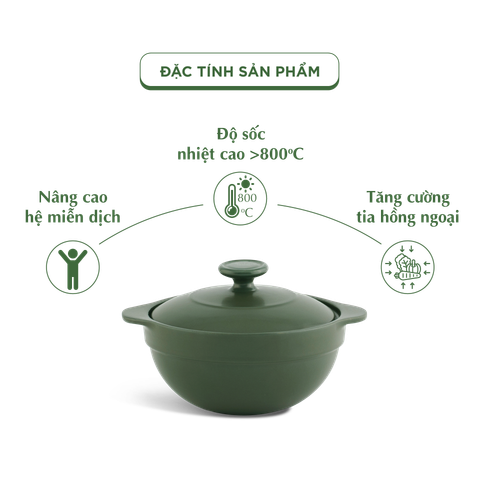  Nồi dưỡng sinh Luna 0.55L + nắp - Healthy Cook - Xanh Rêu 