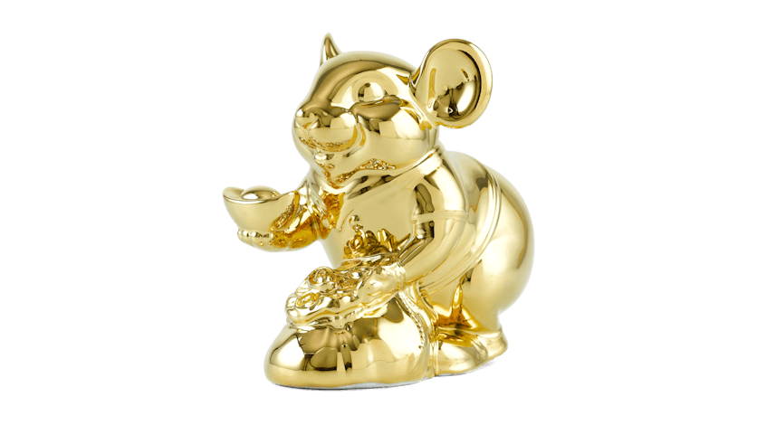 Chuột Phú 8cm Trang Trí Dát Vàng 24K