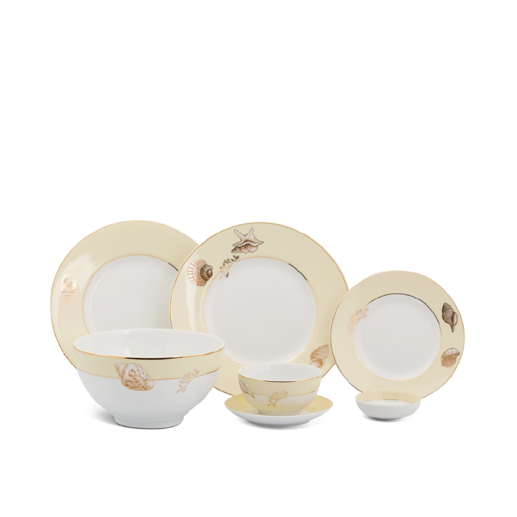 Bộ đồ ăn 25 sản phẩm (B) - Camellia - Hương Biển kem