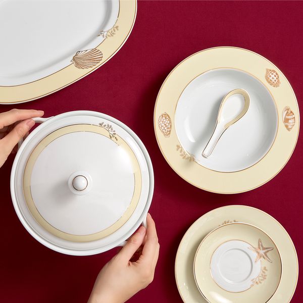 Bộ đồ ăn 6 người 25 sản phẩm - Camellia - Hương Biển kem