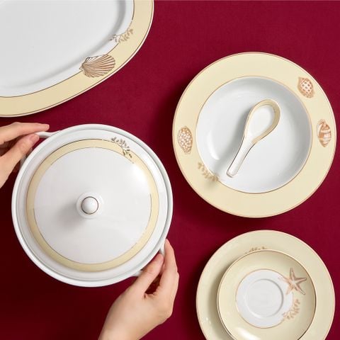  Bộ đồ ăn 6 người 25 sản phẩm - Camellia - Hương Biển kem 