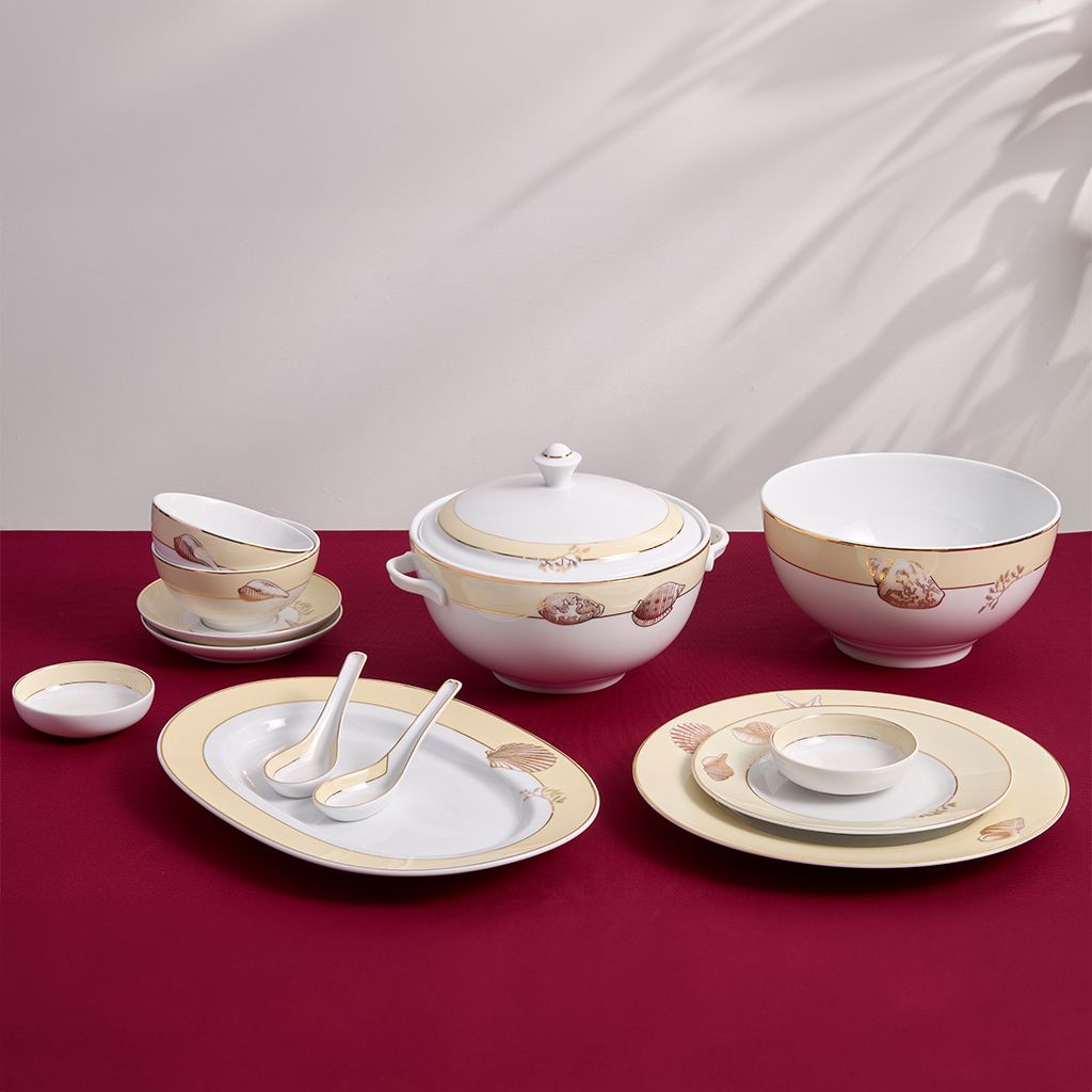 Bộ đồ ăn 6 người 25 sản phẩm - Camellia - Hương Biển kem