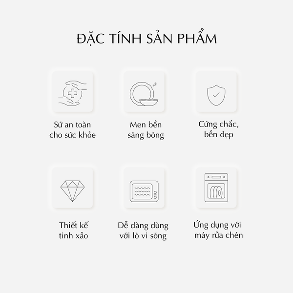 Bộ đồ ăn 25 sản phẩm (B) - Camellia - Trắng