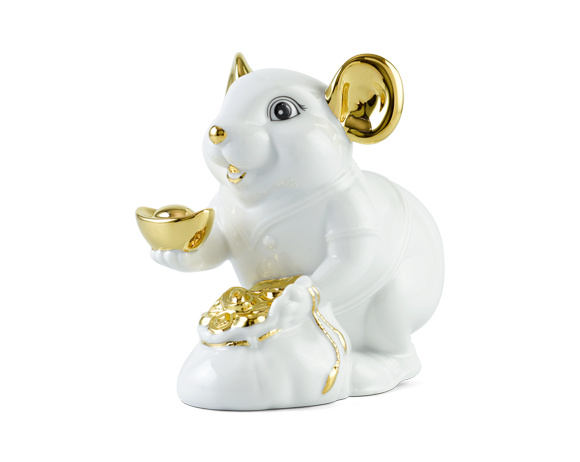 Chuột Phú 20 cm – Màu Trắng - Trang trí vàng 24K