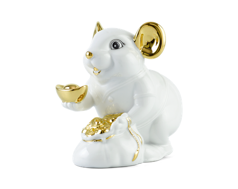  Chuột Phú 20 cm – Màu Trắng - Trang trí vàng 24K 