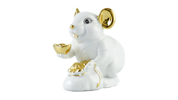 Chuột Phú 20 cm – Màu Trắng - Trang trí vàng 24K